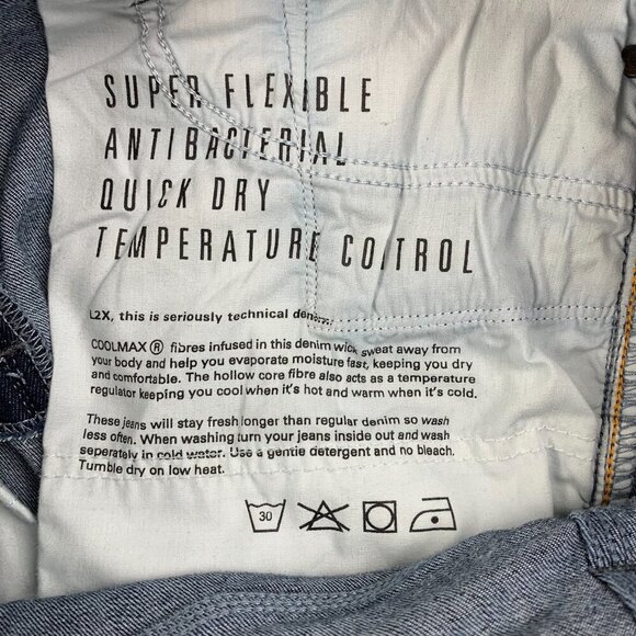 DU/ER Mens Pants 32 Blue Jeans L2X Slim Fit Stretch Performance Denim 32x30.5 - Picture 11 of 14